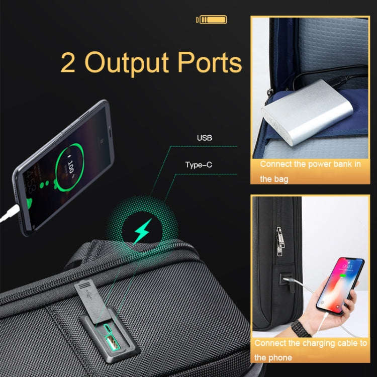Bopai 61-120691A Waterproof Anti-theft Laptop Backpack with USB Charging Hole, Spec: Regular Version