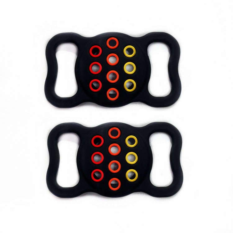 2  PCS Contrast Color Perforated Pet Collar Silicone Cover for AirTag(Black)