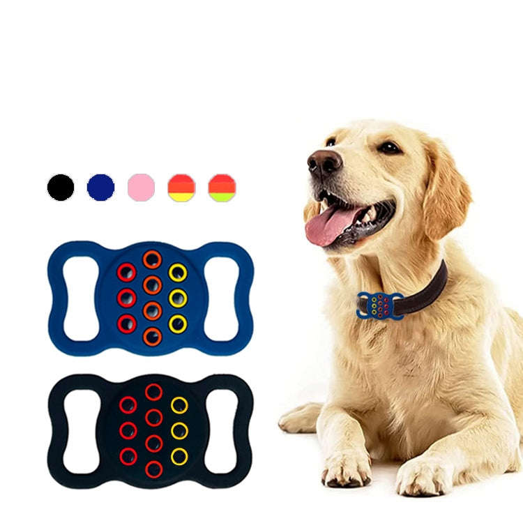 2  PCS Contrast Color Perforated Pet Collar Silicone Cover for AirTag(Black)