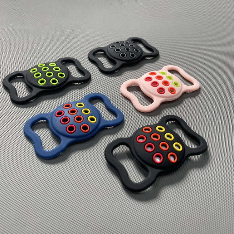 2  PCS Contrast Color Perforated Pet Collar Silicone Cover for AirTag(Black)