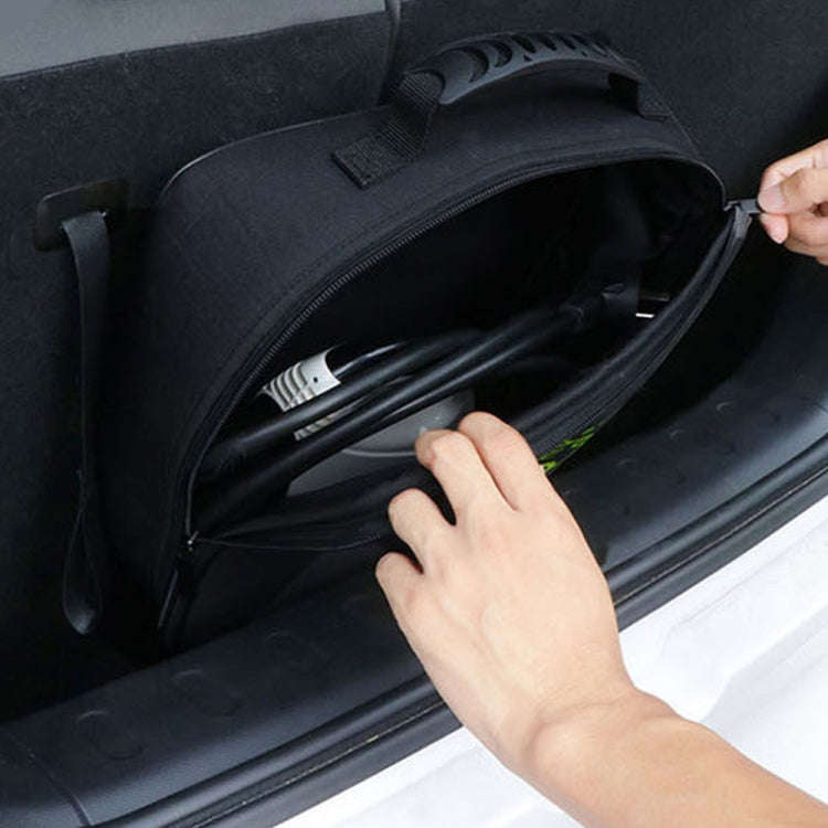 Car Charging Cable Storage Bag Carry Bag For Electric Vehicle Charger Plugs,Spec: Round  With Logo