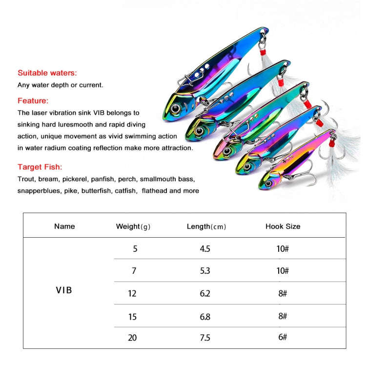 PROBEROS DW559 Colorful VIB Sequenant Far Subsidine Lure Bait, Specification: 15g