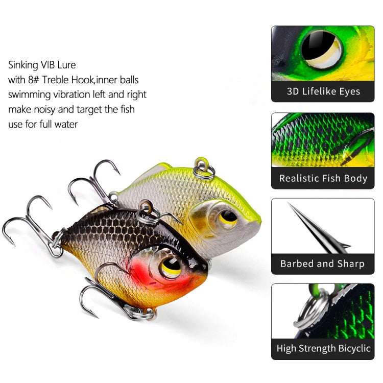 3 PCS PROBEROS DW1044 4.5cm/8.5g Lure Fake Bait Iconic Plastic VIB Hard Bait(D)