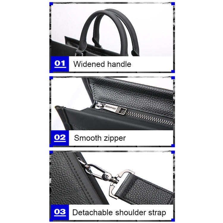 Bopai 11-98711 Multifunctional Business Waterproof Wearable Laptop Handbag(Black)