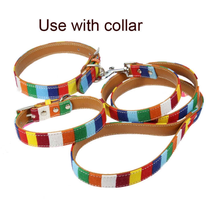 Canvas + PU Colorful Strip Pet Dog Leash L 2.5 x 120cm