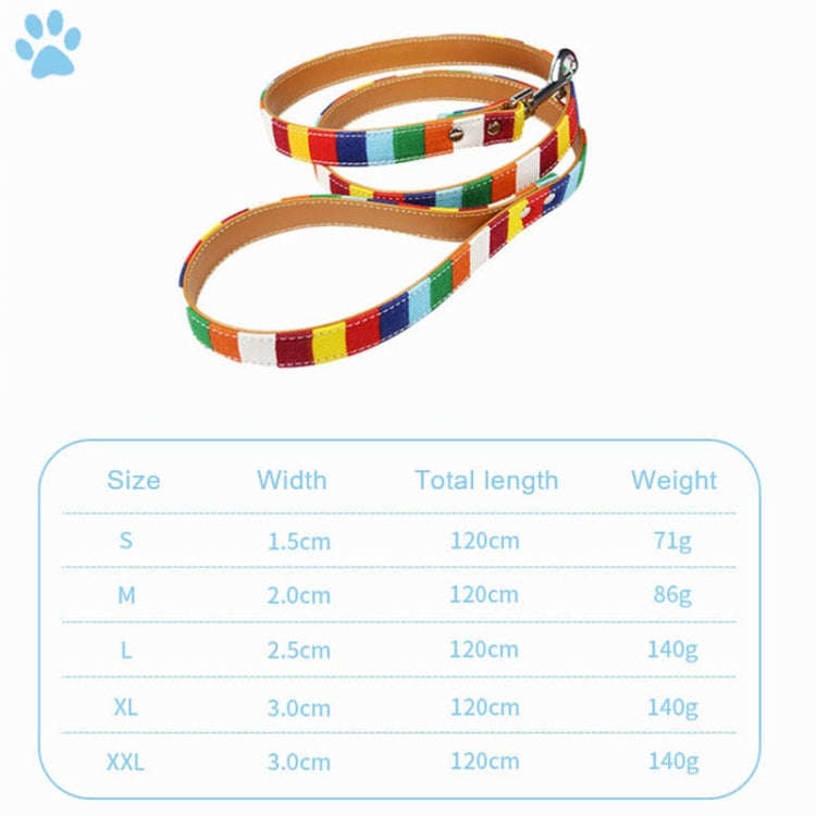 Canvas + PU Colorful Strip Pet Dog Leash L 2.5 x 120cm