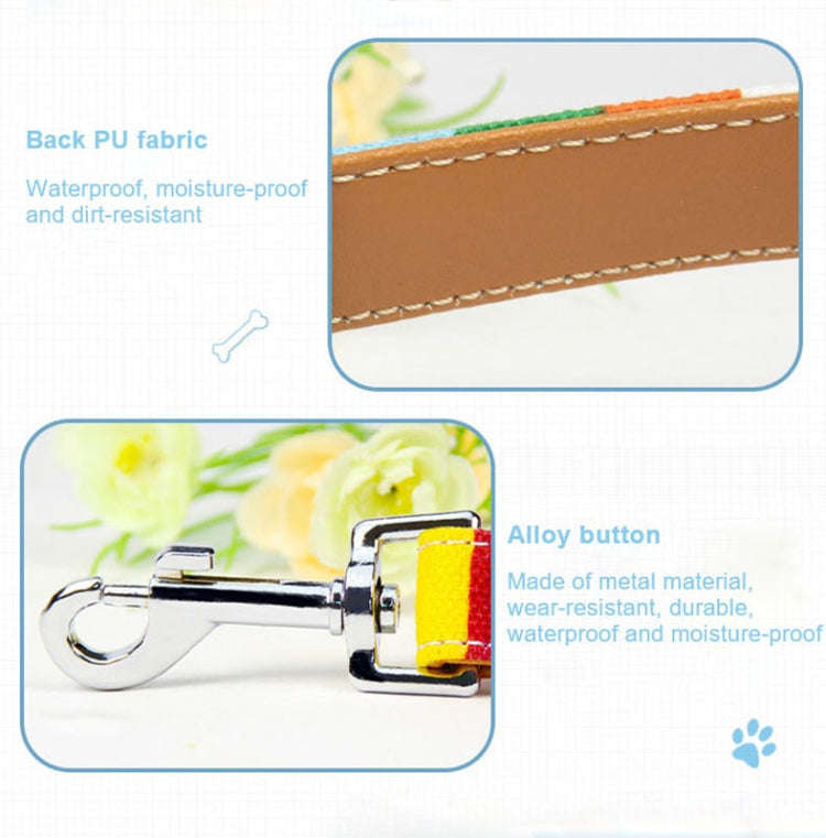 Canvas + PU Colorful Strip Pet Dog Leash L 2.5 x 120cm