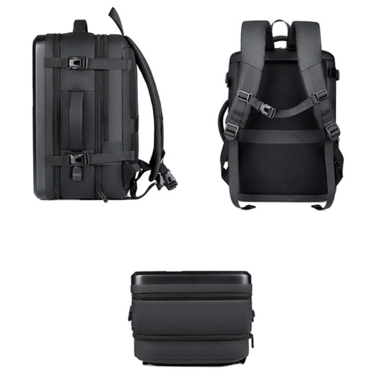 Large-capacity Waterproof Expandable Hard Shell Backpack with USB Charging Hole(162 Light Gray)