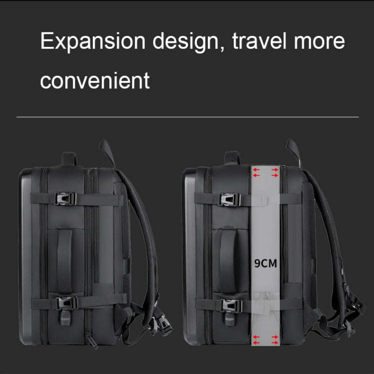 Large-capacity Waterproof Expandable Hard Shell Backpack with USB Charging Hole(162 Light Gray)