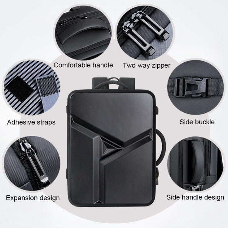 Large-capacity Waterproof Expandable Hard Shell Backpack with USB Charging Hole(162 Light Gray)