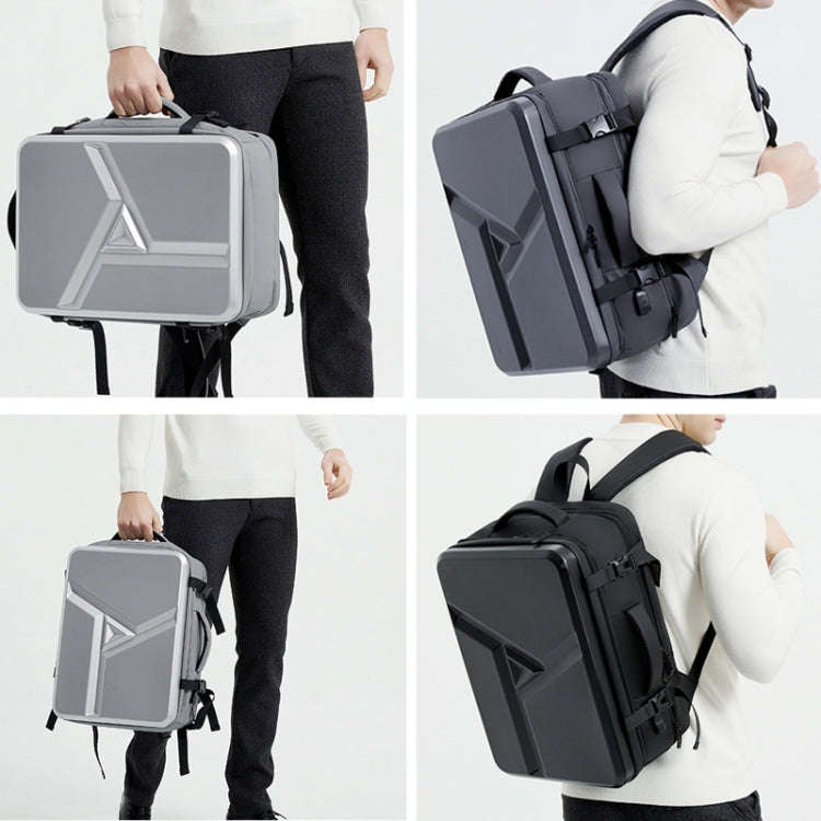 Large-capacity Waterproof Expandable Hard Shell Backpack with USB Charging Hole(162 Light Gray)