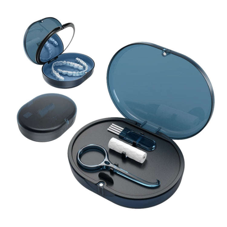 Magnetic Braces Holder Beauty Mirror Storage Box With Chewing Glue(Navy)