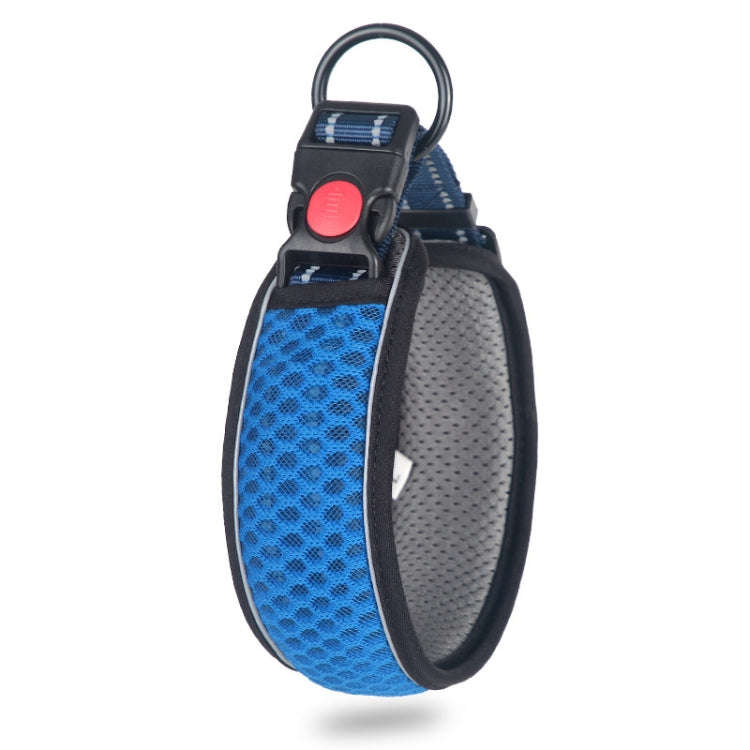Honeycomb Net Dog Collar Neck Collar Breathable Reflective Anti-Strangle Collar XS(Blue)