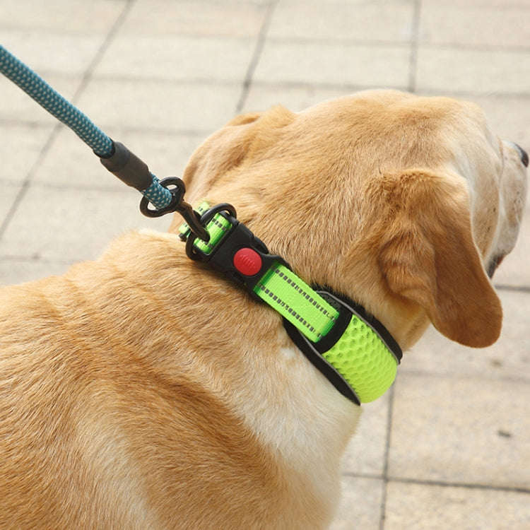 Honeycomb Net Dog Collar Neck Collar Breathable Reflective Anti-Strangle Collar XL(Blue)