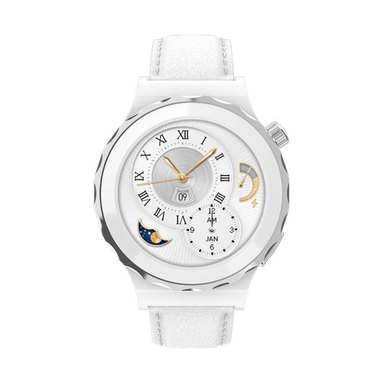 HW3 Mini Heart Rate/Blood Oxygen Monitoring Smart Watch with NFC Function(Silver Shell White Leat...