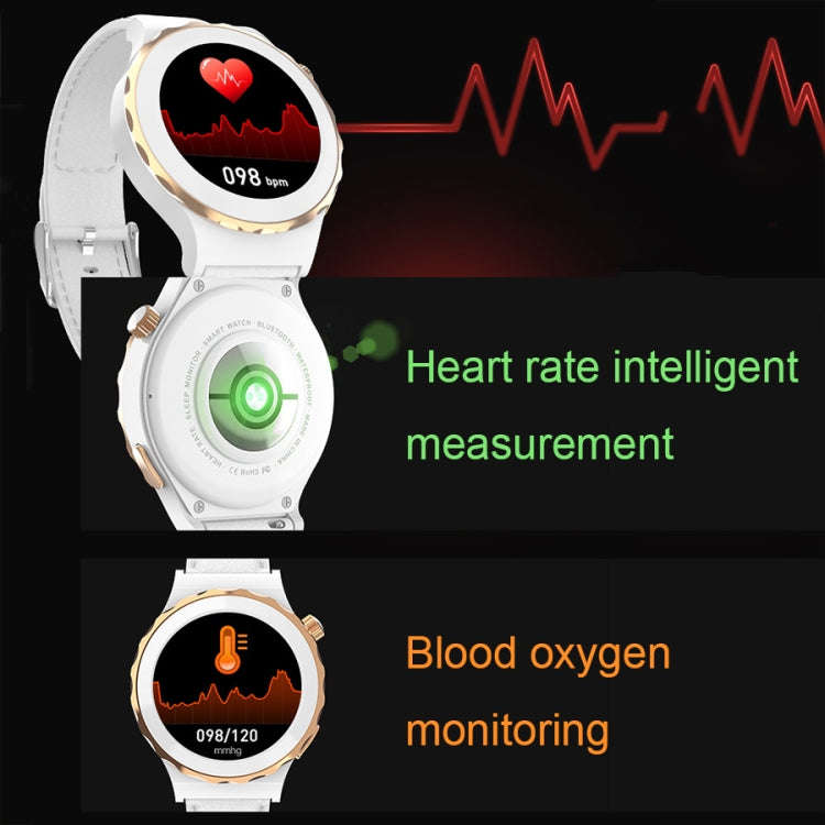 HW3 Mini Heart Rate/Blood Oxygen Monitoring Smart Watch with NFC Function(Silver Shell White Leat...