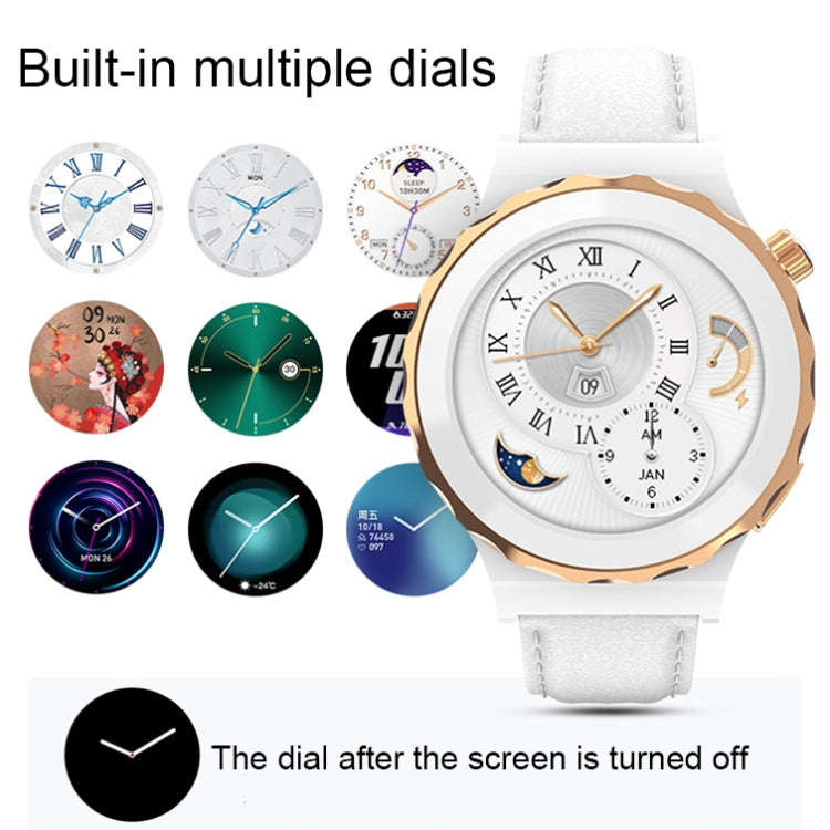 HW3 Mini Heart Rate/Blood Oxygen Monitoring Smart Watch with NFC Function(Silver Shell White Leat...
