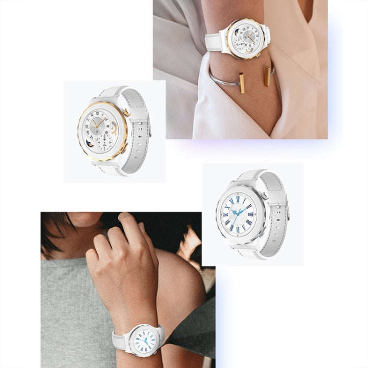HW3 Mini Heart Rate/Blood Oxygen Monitoring Smart Watch with NFC Function(Silver Shell White Leat...