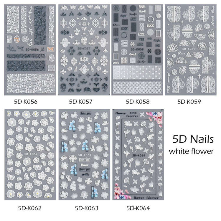 2 PCS 5D Stereoscopic Hollow Lace Nail Stickers Nail Art 3D Flower Embossed Stickers(5D-K57)
