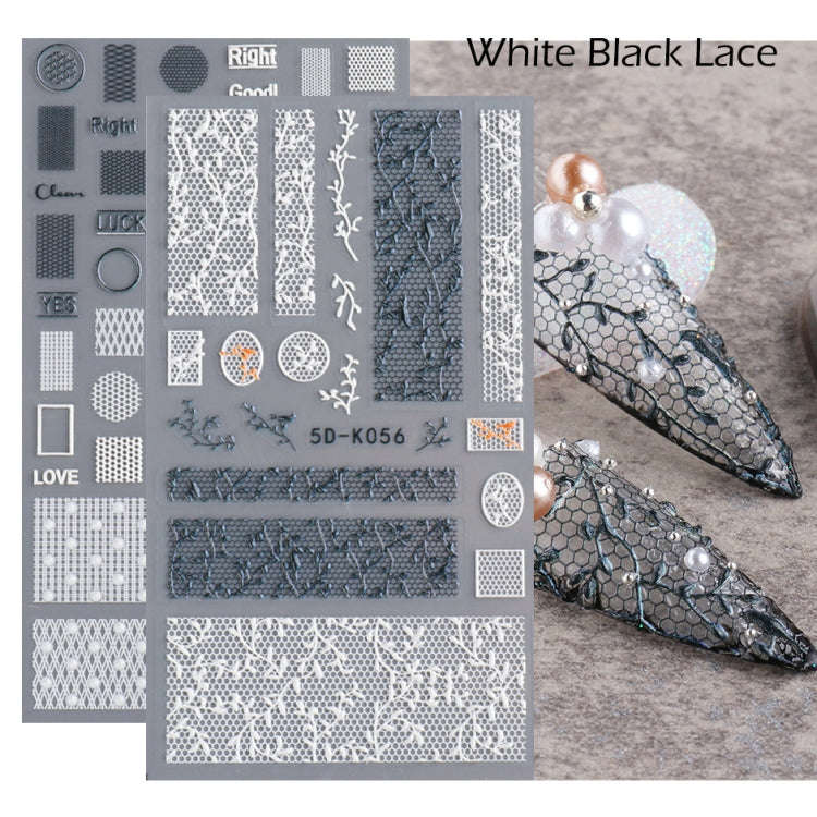 2 PCS 5D Stereoscopic Hollow Lace Nail Stickers Nail Art 3D Flower Embossed Stickers(5D-K57)