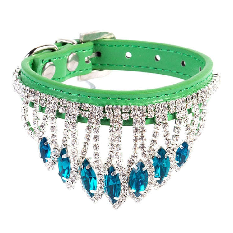 Gem Rhinestone Pet Collar Puppy Cat Pet Collar XS(Green)