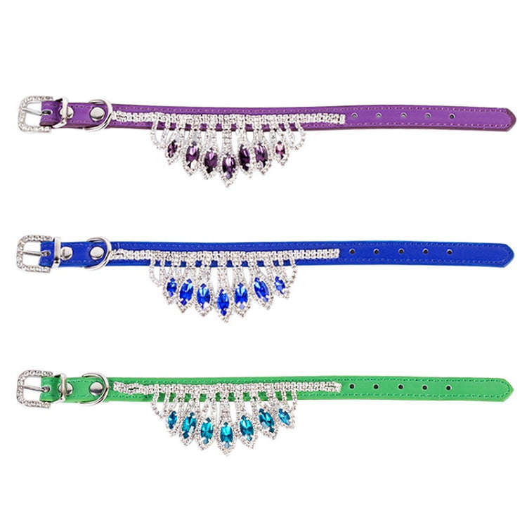 Gem Rhinestone Pet Collar Puppy Cat Pet Collar S(Blue)