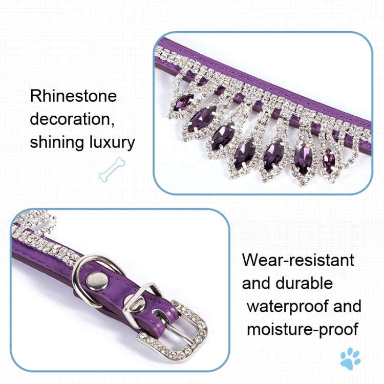 Gem Rhinestone Pet Collar Puppy Cat Pet Collar M(Blue)