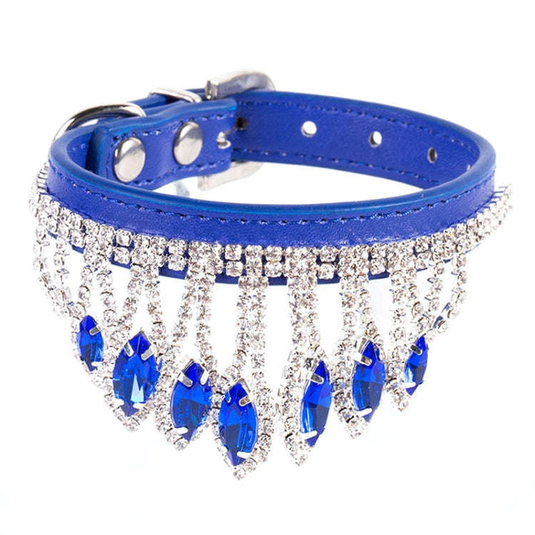 Gem Rhinestone Pet Collar Puppy Cat Pet Collar S(Blue)