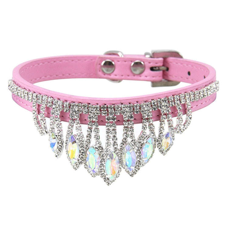 Gem Rhinestone Pet Collar Puppy Cat Pet Collar M(Pink)