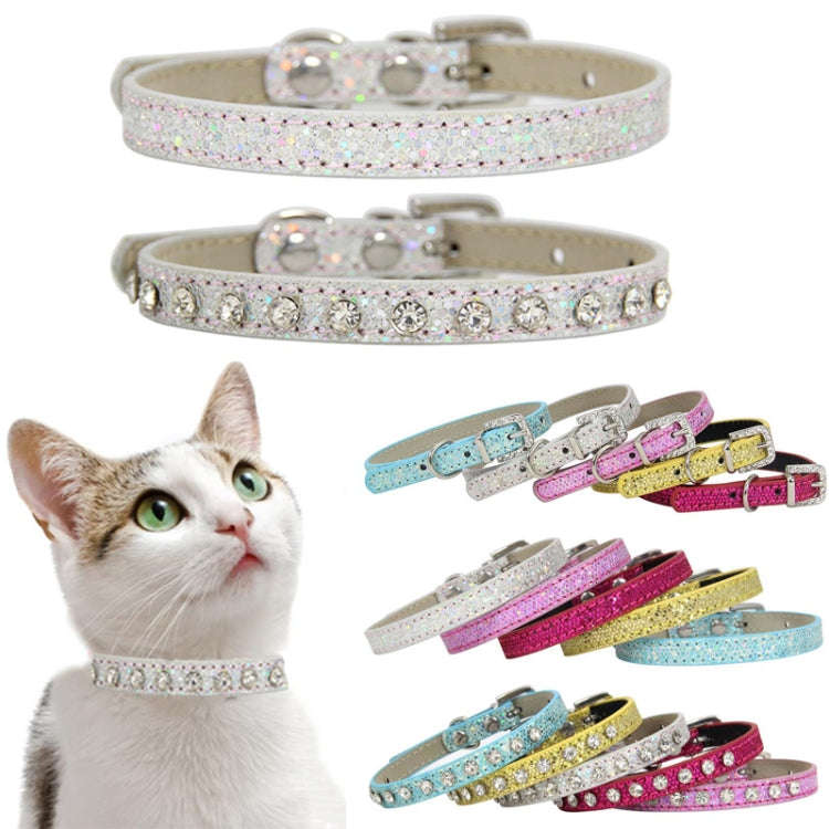1.5 x 30cm Glitter Diamond Cat Neck Collar Decorative Supplies, Color: No Diamond Golden