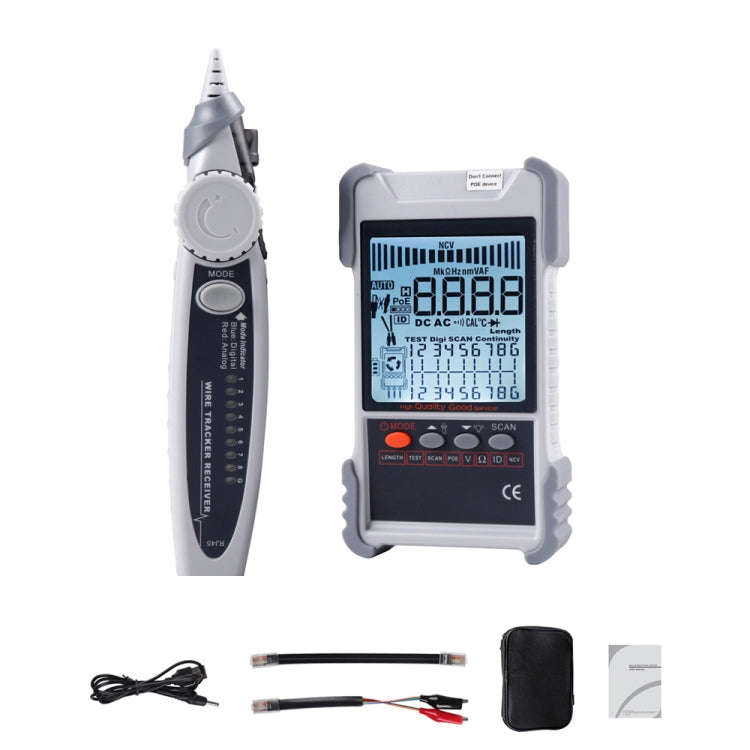 ET616  Rechargeable and Adjustable Network Cable Tester Wire Tracker POE Cable Tester(Silver)