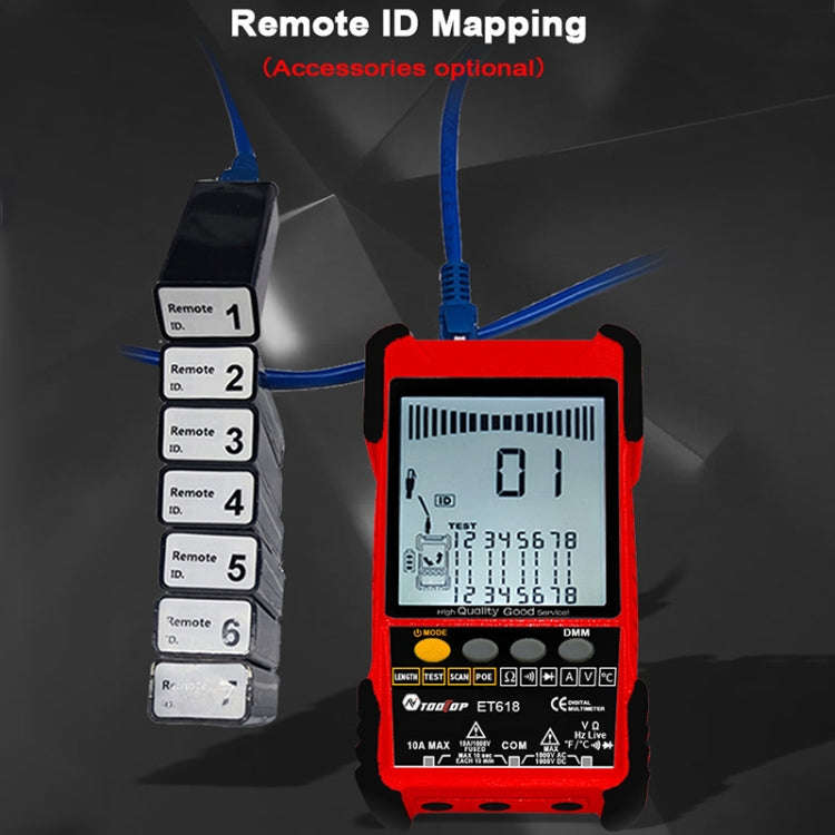 ET616  Rechargeable Adjustable Network Cable Tester Wire Tracker POE Cable Tester (Red)