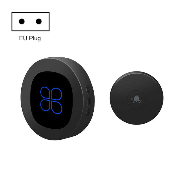 R16 1 For 1 Smart Wireless Self-Powered Hotel Home Electronic Call Doorbell(EU Plug Black)