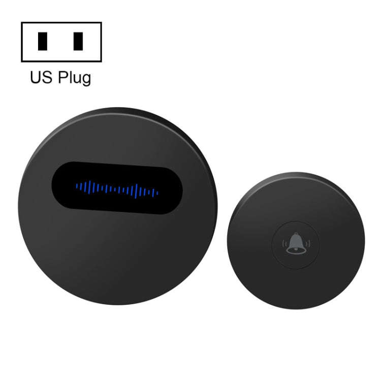 T10-1 1 For 1 Lighting Self-Power Generation Wireless Intelligent Doorbell(US Plug Black)