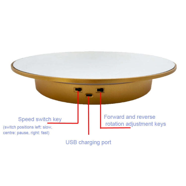 32cm Electric Turntable for Photography With Speed Direction Adjustment, Color: Golden Mirror