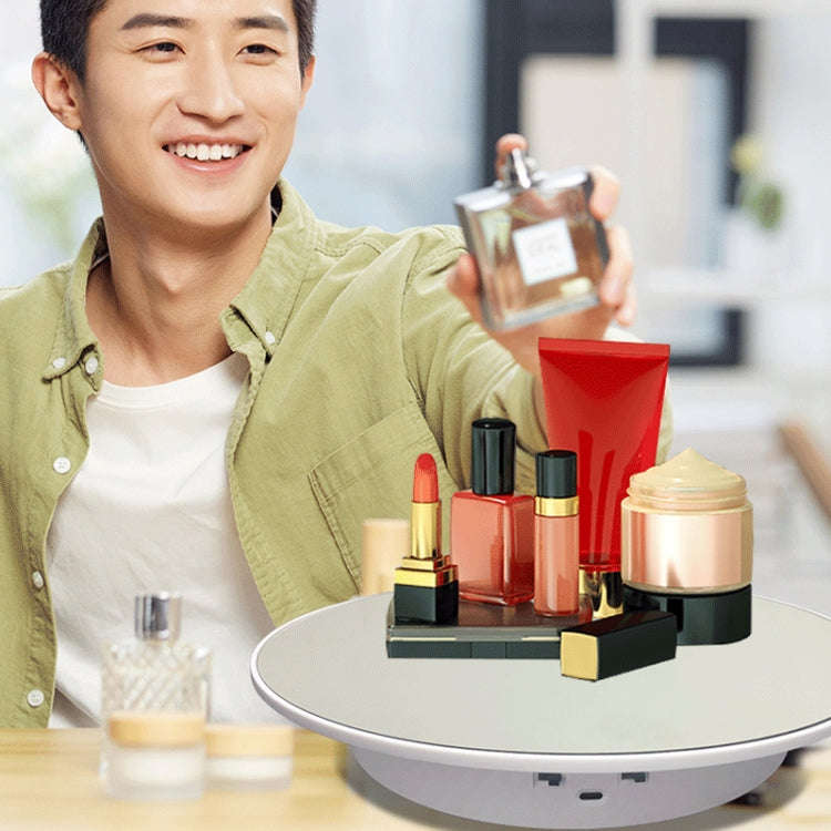32cm Electric Turntable for Photography With Speed Direction Adjustment, Color: Golden Mirror
