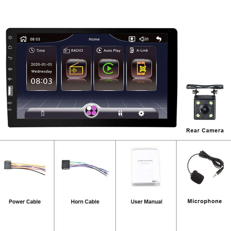 Q3570 9 inch Carplay Single Spindle MP5 Player, Style: Standard+4 Light Camera