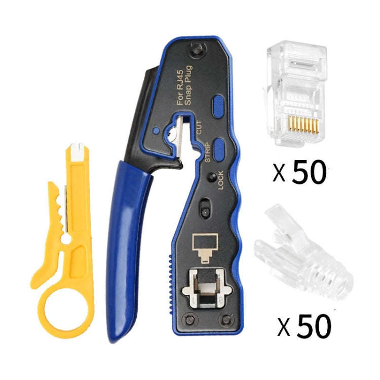 Rj45 8P Through-hole Crystal Head Connector Jacket Network Tool Stripping Wire Cable Pliers Set(B...