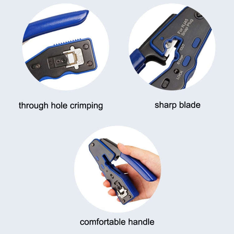 Rj45 8P Through-hole Crystal Head Connector Jacket Network Tool Stripping Wire Cable Pliers Set(B...