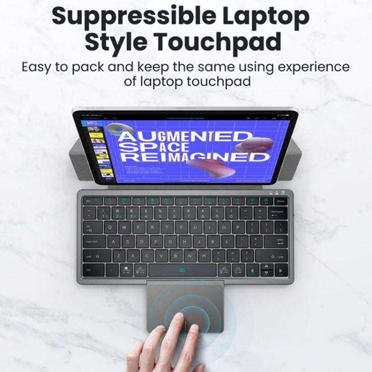 KF8700 78 Keys Hidden Touchpad Portable Tablet Computer Wireless Bluetooth Keypad With PU Leather...