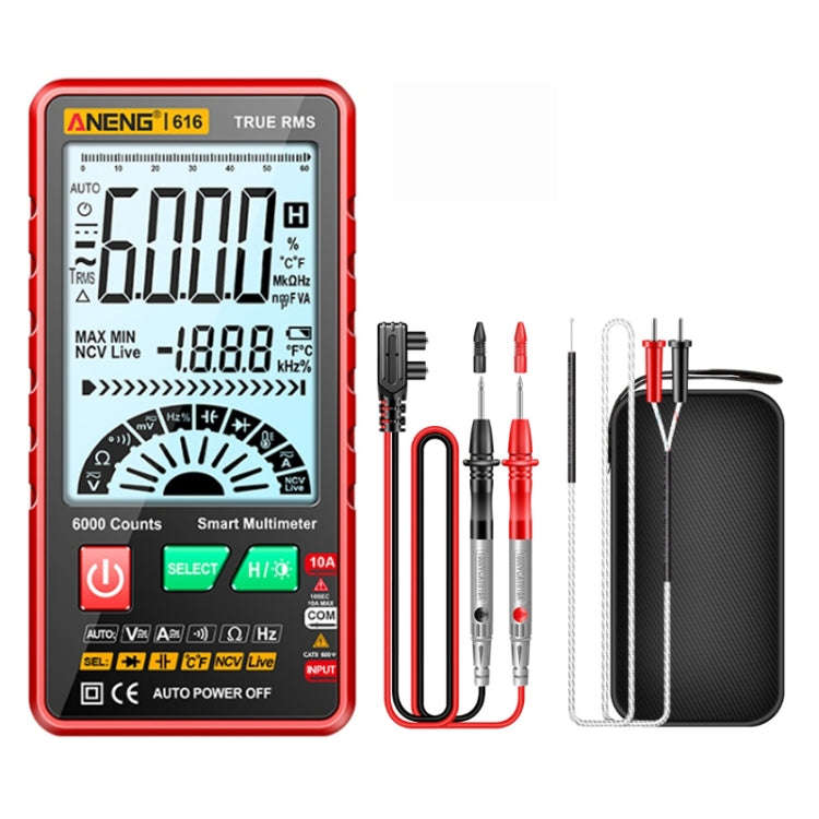 ANENG 616 Automatic High-precision Digital Display Capacitance Multimeter, Color: Red(Color Box)