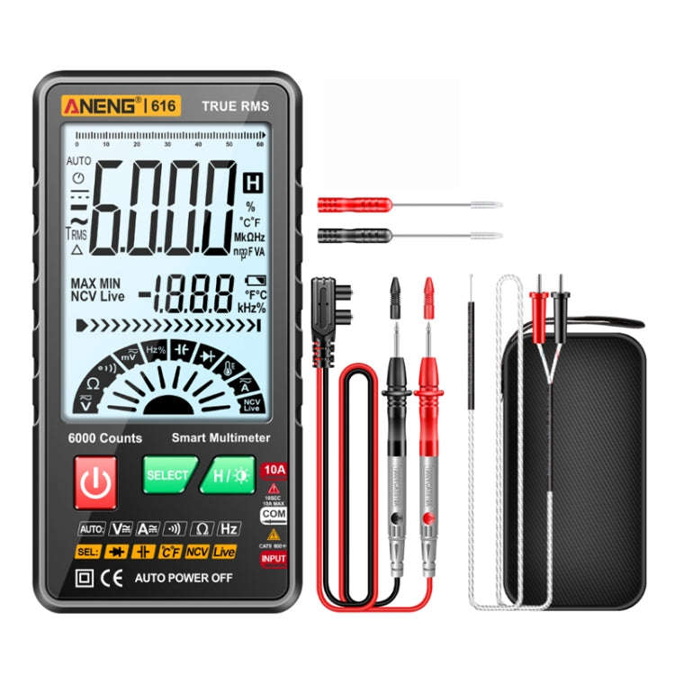 ANENG 616 Automatic High-precision Digital Display Capacitance Multimeter, Color: Black(Color Box)
