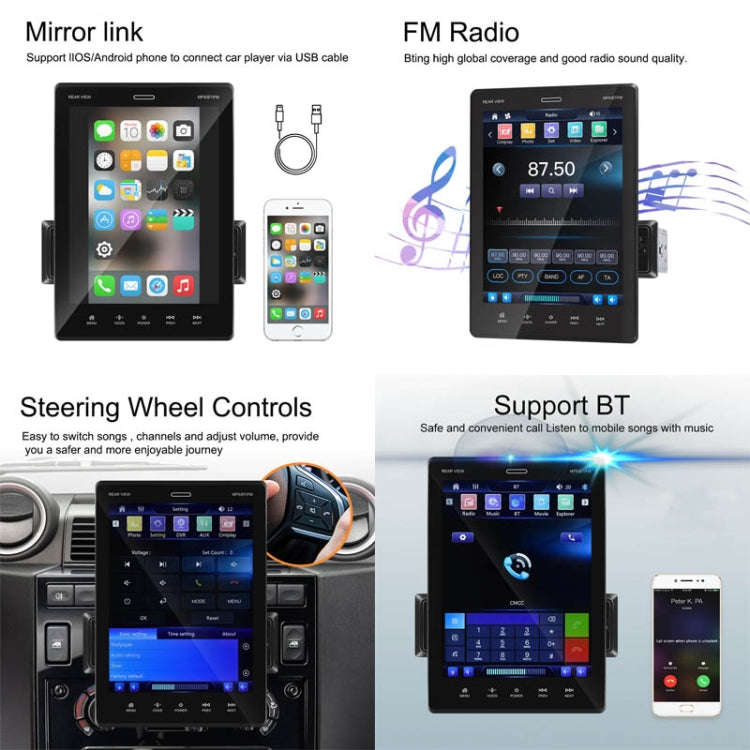 C800 9.5 Inch MP5 Single Butt Carplay Player, Style: Standard+12 Light Camera