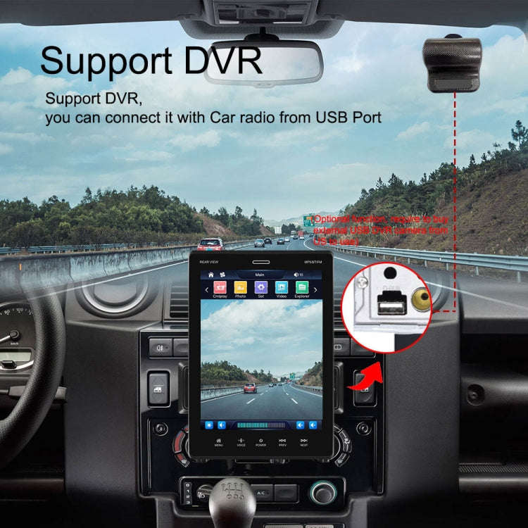 C800 9.5 Inch MP5 Single Butt Carplay Player, Style: Standard+12 Light Camera
