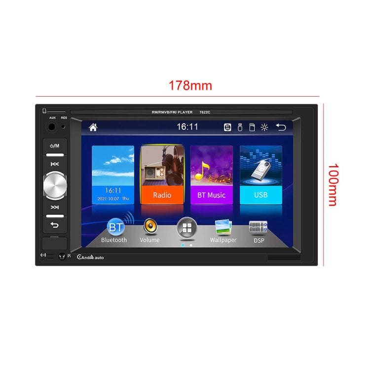 7622C 6.2 inch Dual Spindle HD Car Universal MP5 Carplay Player, Style: Standard+4 Light Camera