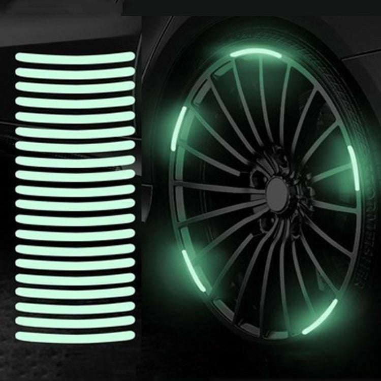 20pcs /Set Car Rainbow Wheel Hub Reflective Stickers Tire Luminous Warning Decoration, Color: Purity