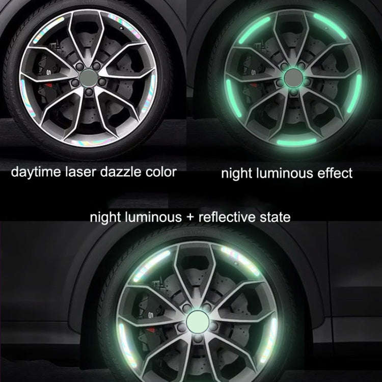 20pcs /Set Car Rainbow Wheel Hub Reflective Stickers Tire Luminous Warning Decoration, Color: Purity