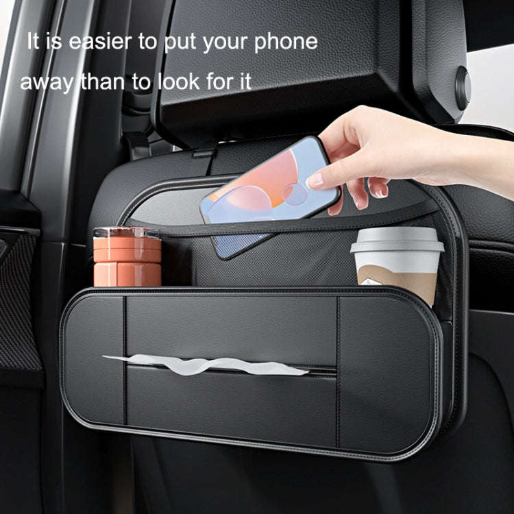 Car Seat Rear Leather Multi-function Convenient Storage Bag(Black)