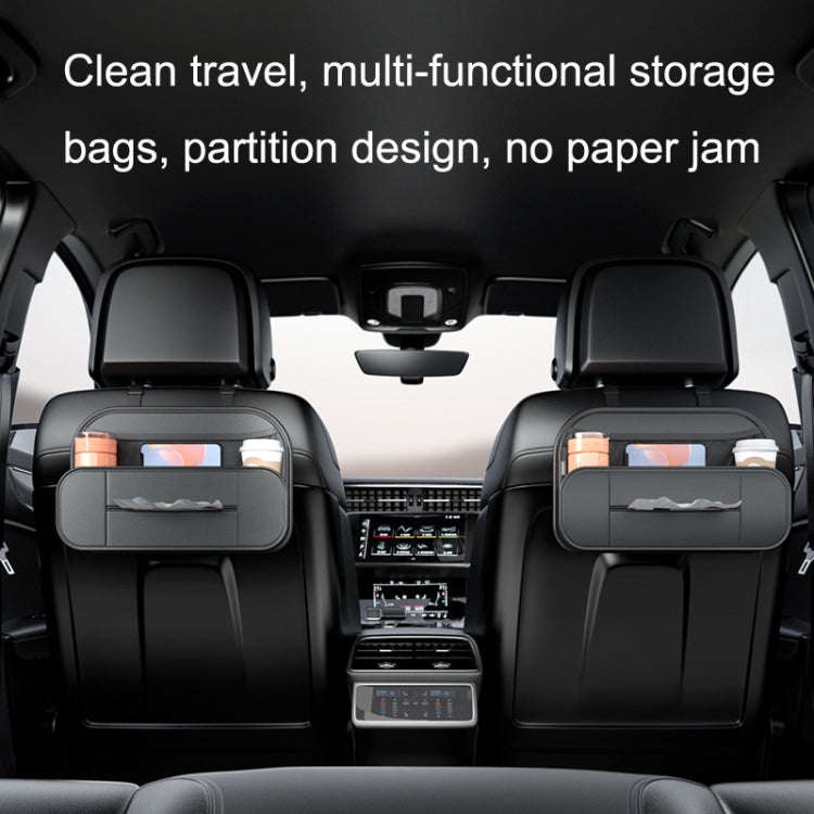 Car Seat Rear Leather Multi-function Convenient Storage Bag(Black)