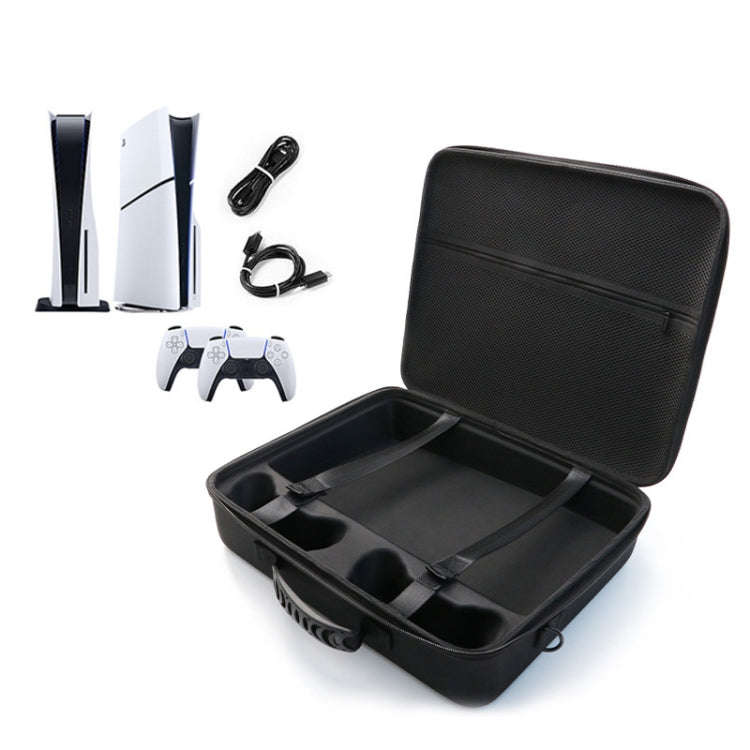 For PS5 Slim Game Console EVA Storage Bag Handbag Carrying Case(1959 Black)